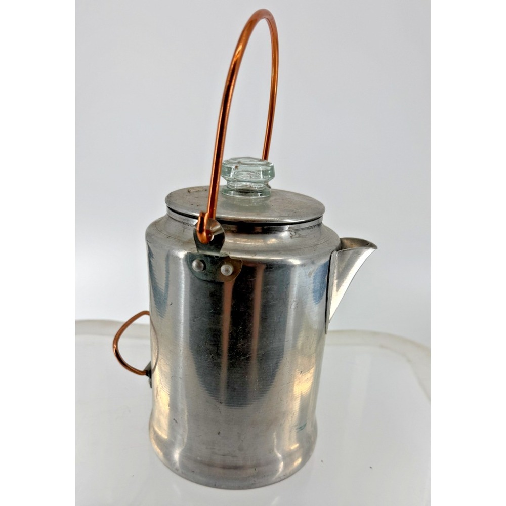 Vtg Comet 9 Cup Coffee Pot Percolator Bail Handle Stove Top Aluminum Campfire